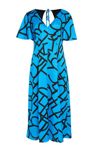 KATE COOPER Blaues Juwelen-Ohrstecker mit geometrischem Muster und Cut-Away-Rücken KCS23131