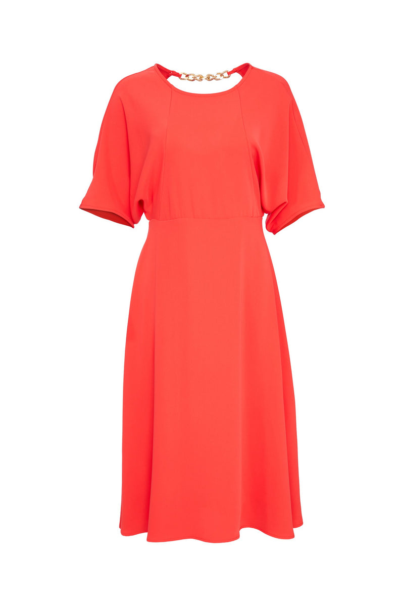 KCS23138 CORAL Swing Dress With Sleeve Kate Cooper