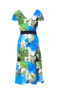 KCS24123 ROYAL Wickelkleid mit ausgestelltem Print/Kontrastgürtel Kate Cooper