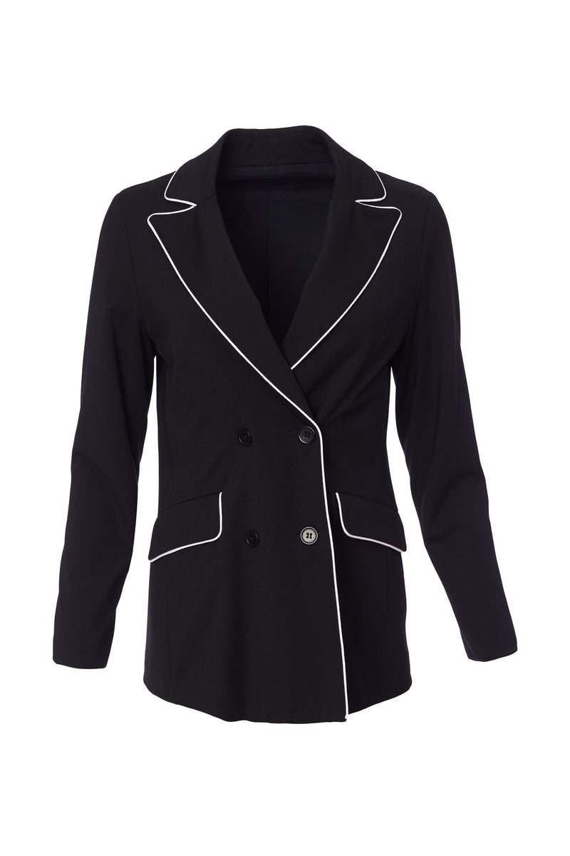 KCS24147 BLACK/OFF WHITE Kate Cooper Contrast Pipped Jacket