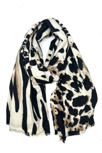 BEST OF IRISH GS25113 Bejewelled Beanie Hat & Animal Print Scarf Giftset