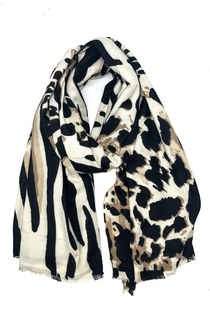 BEST OF IRISH GS25113 Bejewelled Beanie Hat & Animal Print Scarf Giftset