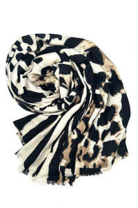 BEST OF IRISH GS25113 Bejewelled Beanie Hat & Animal Print Scarf Giftset