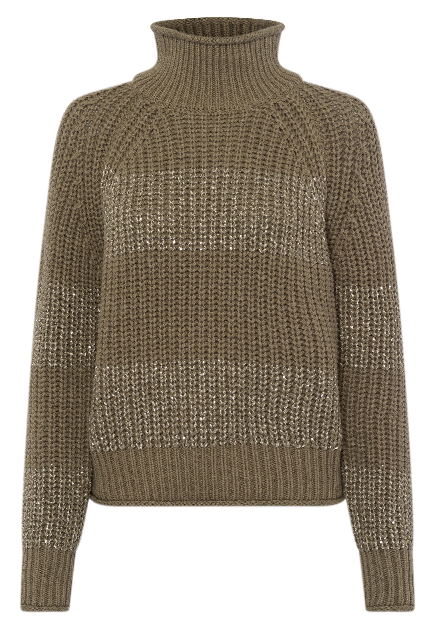 Marc Aurel 8014-8000-82084 Ribbed Sweater with Sequin Stripes