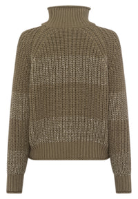 Marc Aurel 8014-8000-82084 Ribbed Sweater with Sequin Stripes