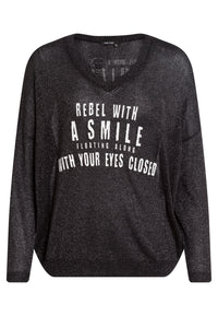 Marc Aurel 8022-8000-82087 Lurex Sweater with Logo Print