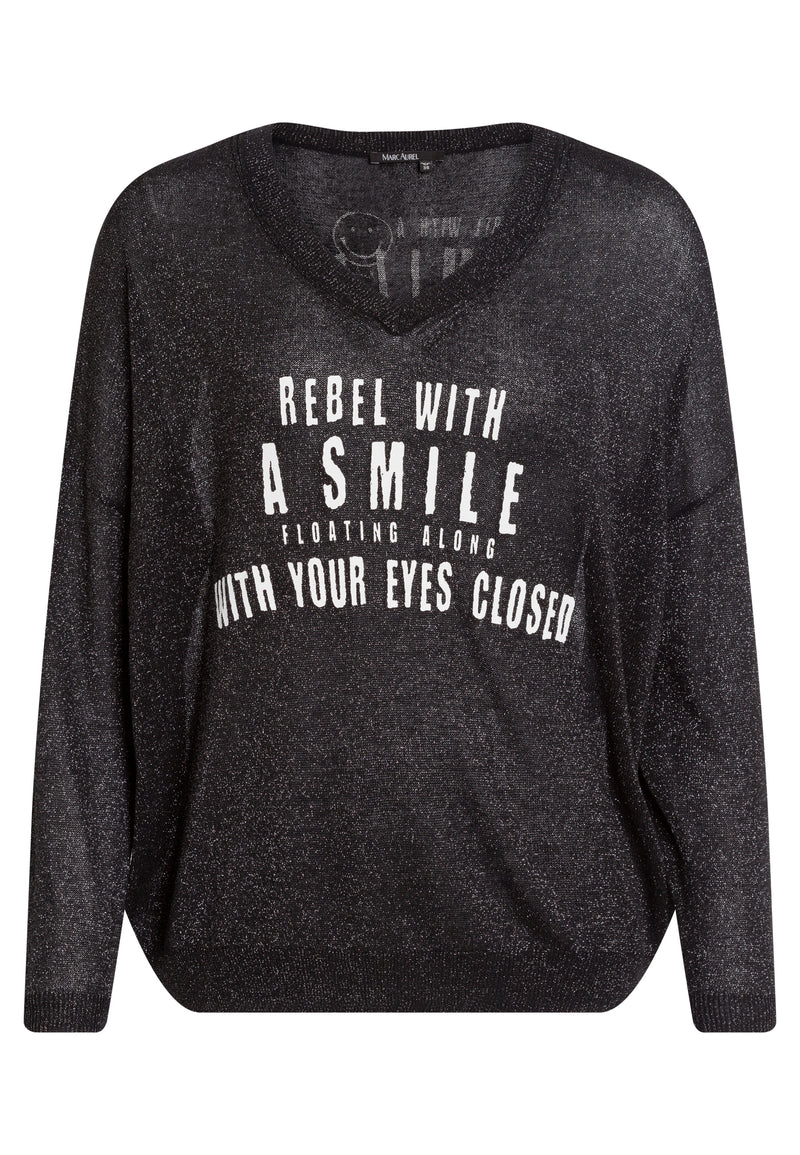 Marc Aurel 8022-8000-82087 Lurex Sweater with Logo Print