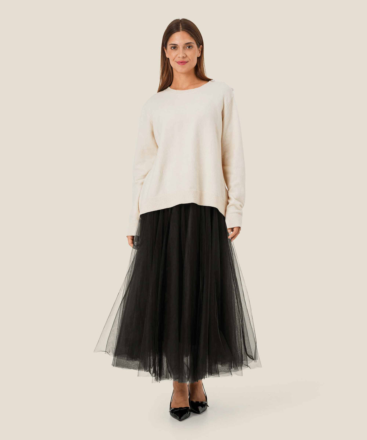 1009981 Black Scarlet Mesh Solid Skirt MASAI