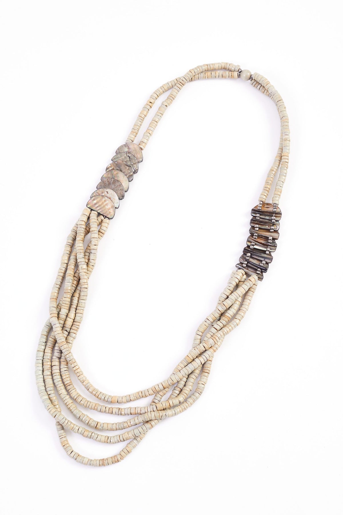 NAS24347 STONE String Necklace With Shell Trim NAYA
