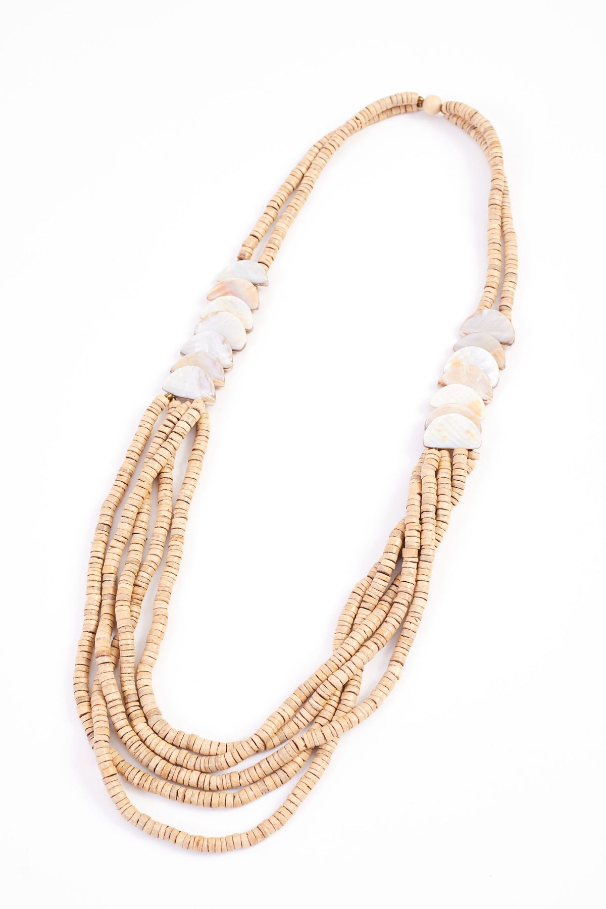 NAS24348 SAND String Necklace With Shell Trim NAYA