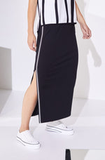 NAS24235 NAYA Straight skirt with trim