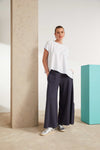 NAYA NAS25216 Wide leg trouser with slit in side seam
