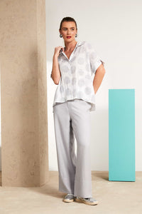 NAYA NAS25307 Wide leg trouser with band at hem