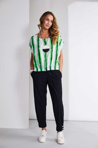 NAYA NAW25154 Slim leg trouser with drawstring waist and stud detail at hem