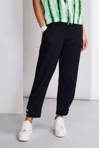 NAYA NAW25154 Slim leg trouser with drawstring waist and stud detail at hem