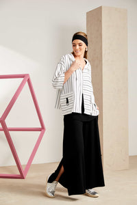 NAYA NAS25216 Wide leg trouser with slit in side seam