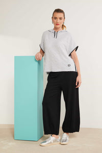 NAYA NAS25153 Wide leg trouser with tuck hem detail