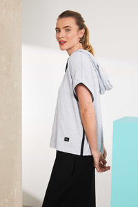 NAYA NAS25153 Wide leg trouser with tuck hem detail