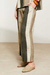 NAYA NAS25270 Wide stripe scratch print crop trouser with slit in side seam
