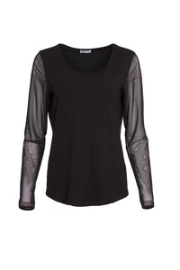 NAYA NAW25106 Jersey round neck under garment top with mesh sleeve