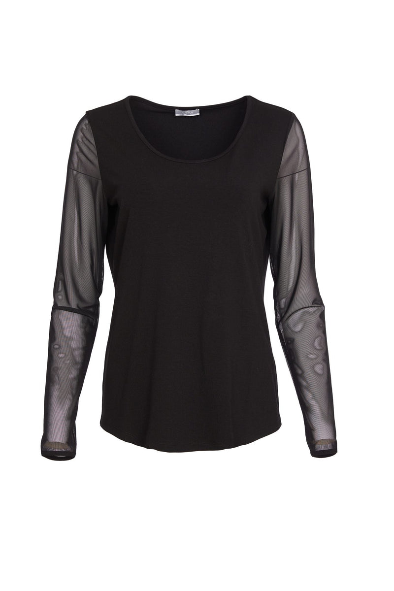 NAYA NAW25106 Jersey round neck under garment top with mesh sleeve