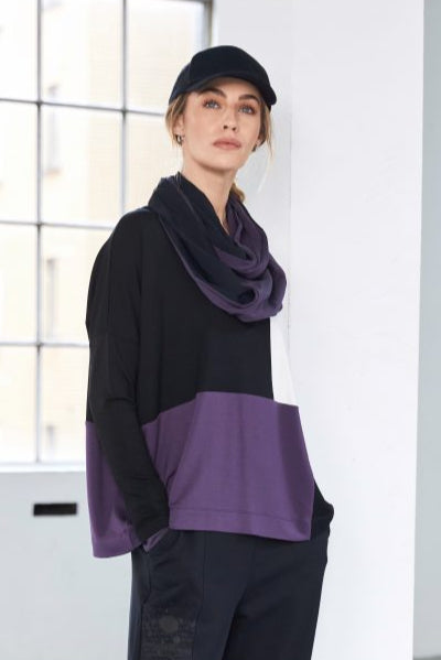 NAYA NAW25128 Color block round neck long sleeve top