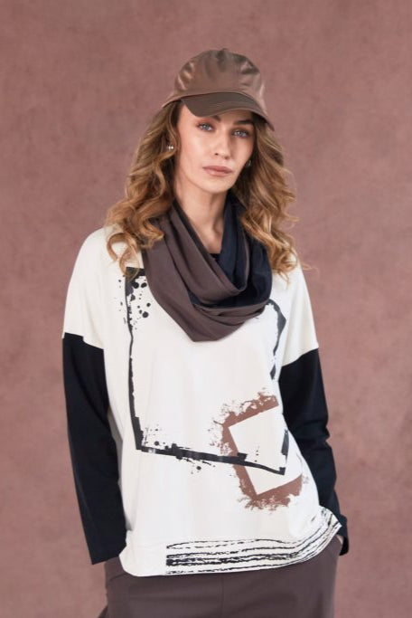 NAYA NAW25113 Two tone soft jersey neck scarf