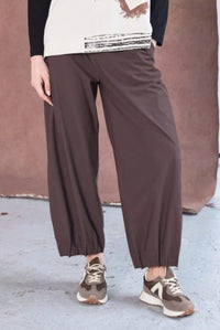 NAYA NAW25153 Wide leg trouser with tuck hem detail