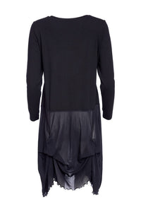 NAYA NAW25124 Round Neck Dress With Ruched Mesh Hem Panel