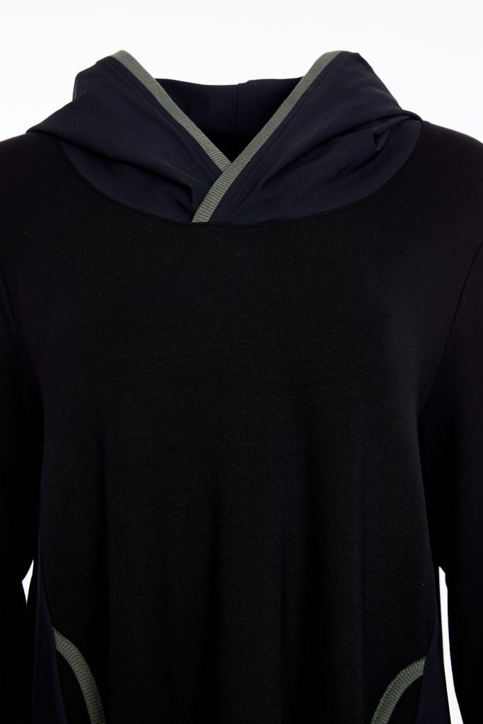NAYA NAW25126 Hooded top with contrast ribbed trim detail