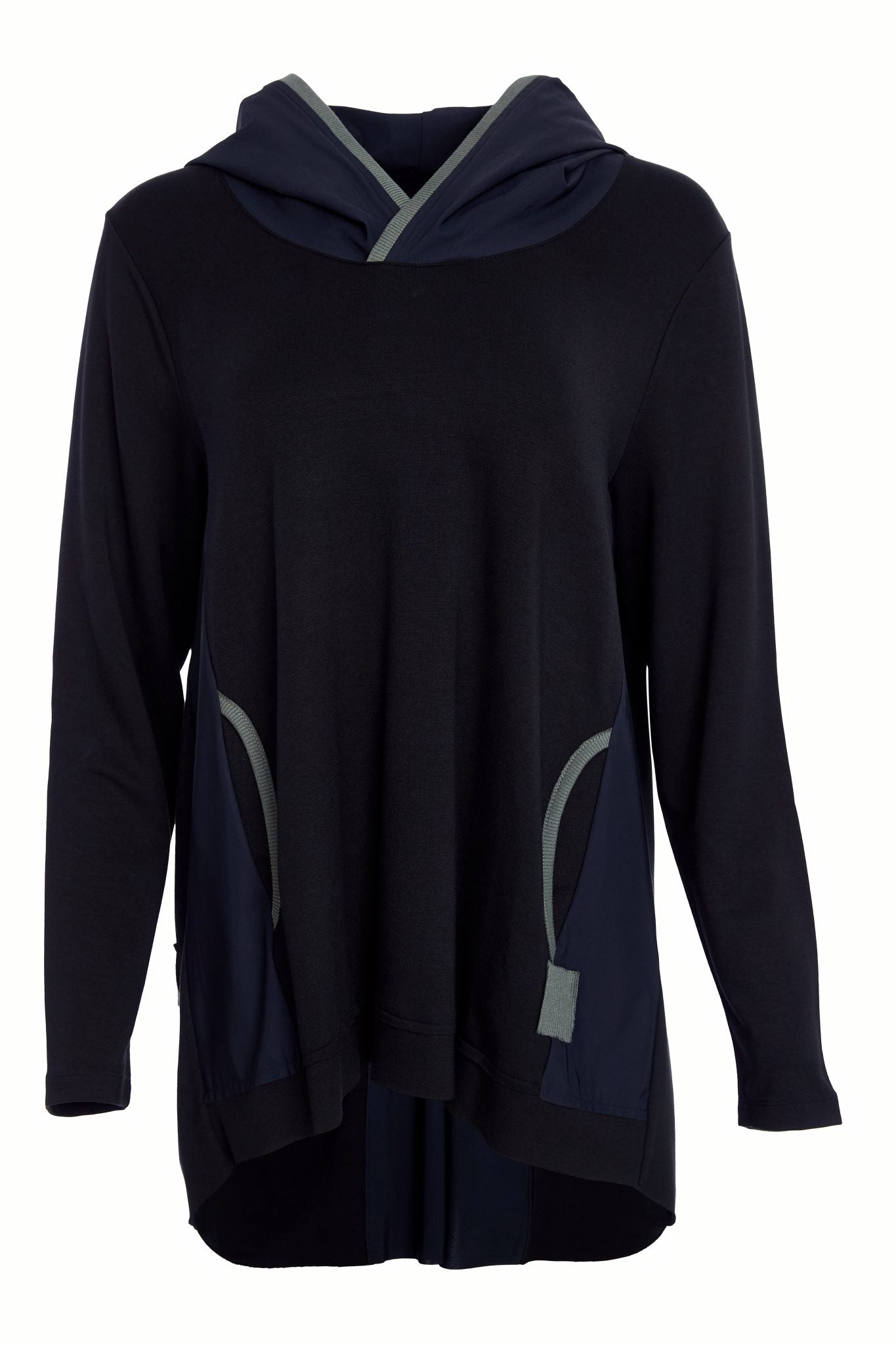 NAYA NAW25126 Hooded top with contrast ribbed trim detail