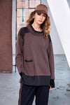 NAYA NAW25127 Soft sweatshirt with contrast at shoulder and hem with pocket detail