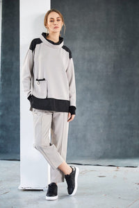 NAYA NAW25127 Soft sweatshirt with contrast at shoulder and hem with pocket detail