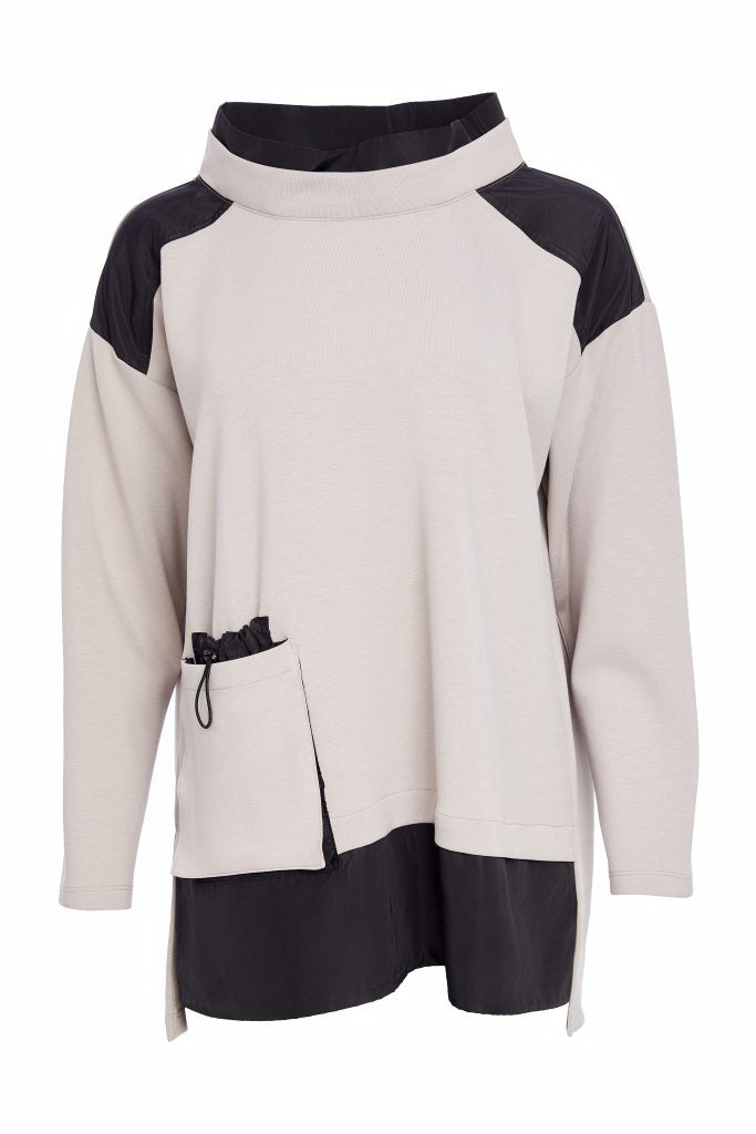 NAYA NAW25127 Soft sweatshirt with contrast at shoulder and hem with pocket detail