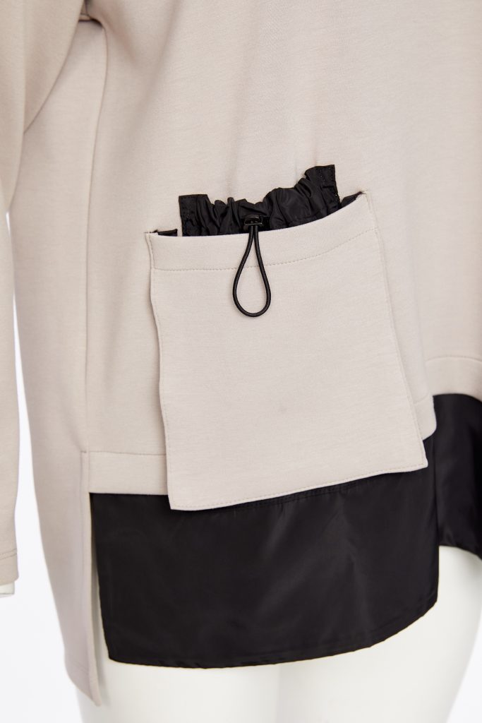 NAYA NAW25127 Soft sweatshirt with contrast at shoulder and hem with pocket detail