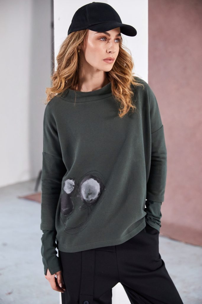 NAYA NAW25134 High Neck Placement Print Top