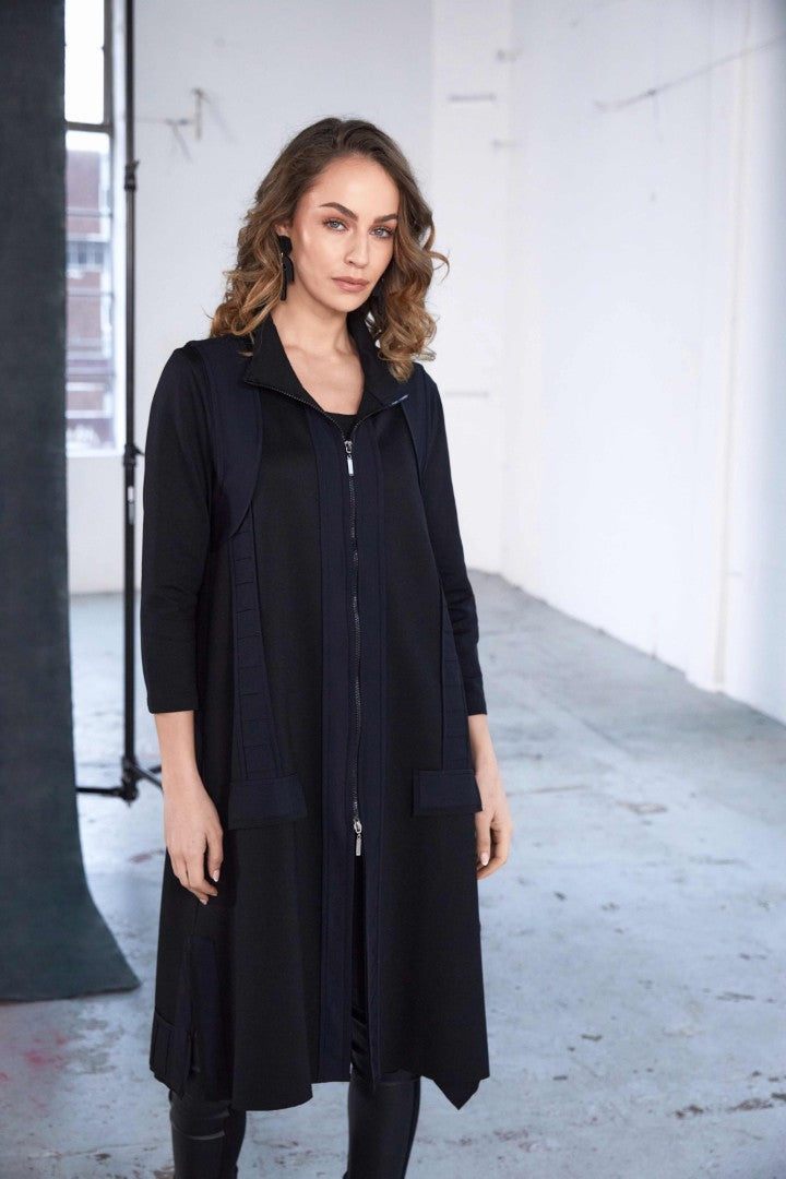 NAYA NAW25136 Longline Waistcoat With Contrast Panels and Side Slit