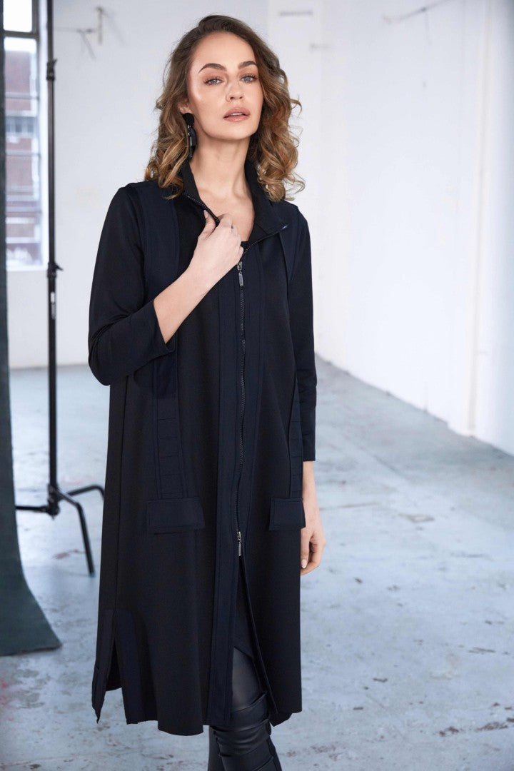 NAYA NAW25136 Longline Waistcoat With Contrast Panels and Side Slit