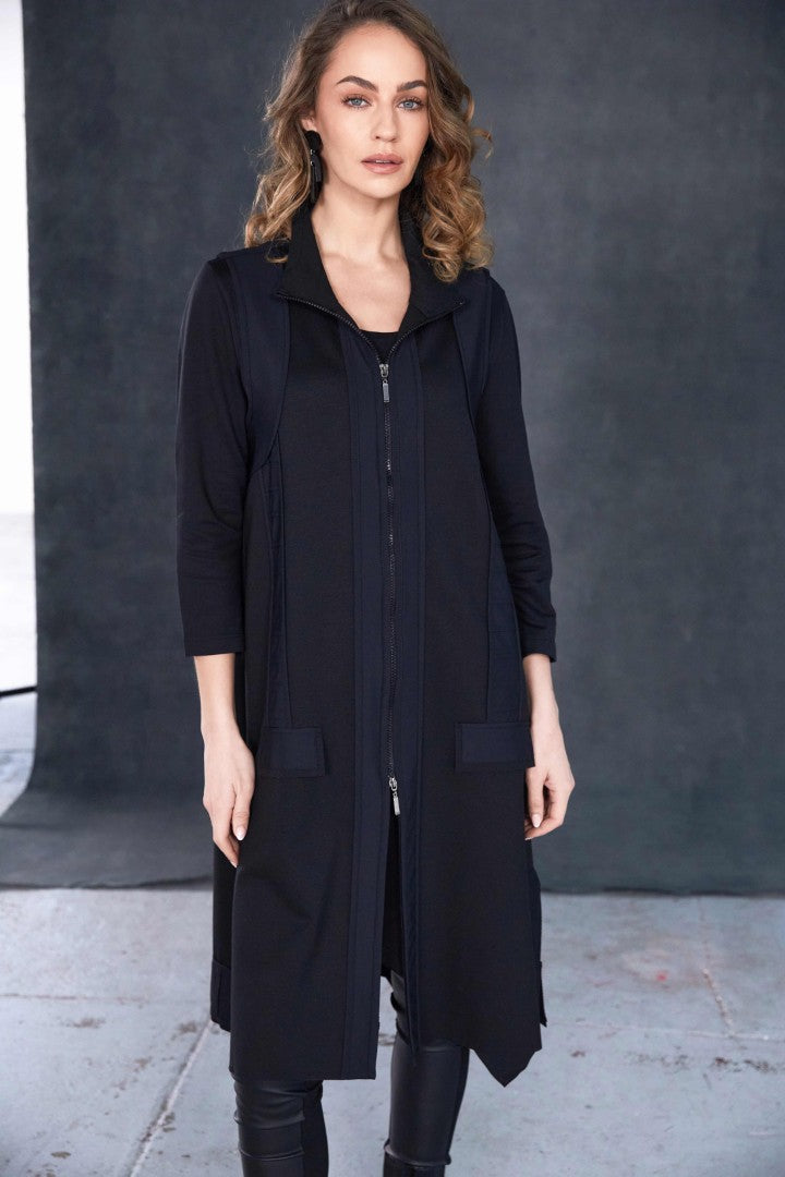 NAYA NAW25136 Longline Waistcoat With Contrast Panels and Side Slit