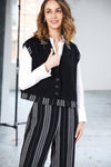 NAYA NAW25156 Mixed Jacket With Stripe Collar and Hem Band