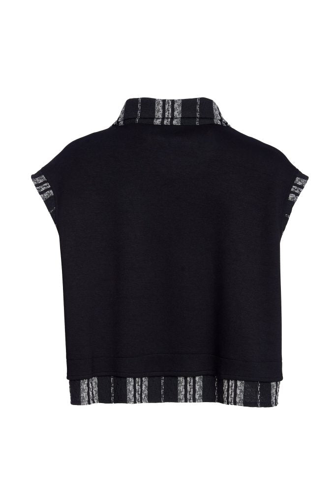 NAYA NAW25156 Mixed Jacket With Stripe Collar and Hem Band