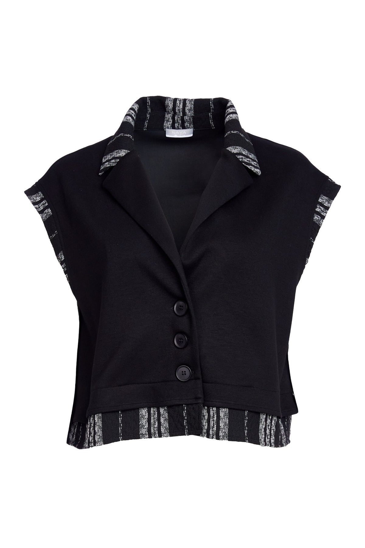 NAYA NAW25156 Mixed Jacket With Stripe Collar and Hem Band