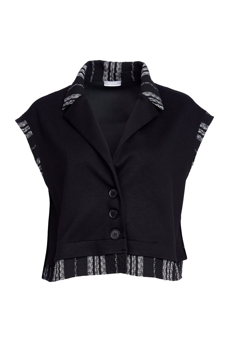 NAYA NAW25156 Mixed Jacket With Stripe Collar and Hem Band