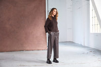 NAYA NAW25260 Wide leg leatherette trouser with band at hem