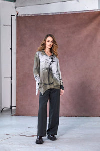 NAYA NAW25138 Wide Leg Soft Jersey Trouser With Inverted Pleat Detail