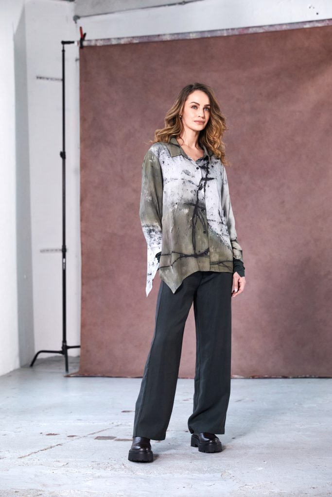 NAYA NAW25138 Wide Leg Soft Jersey Trouser With Inverted Pleat Detail