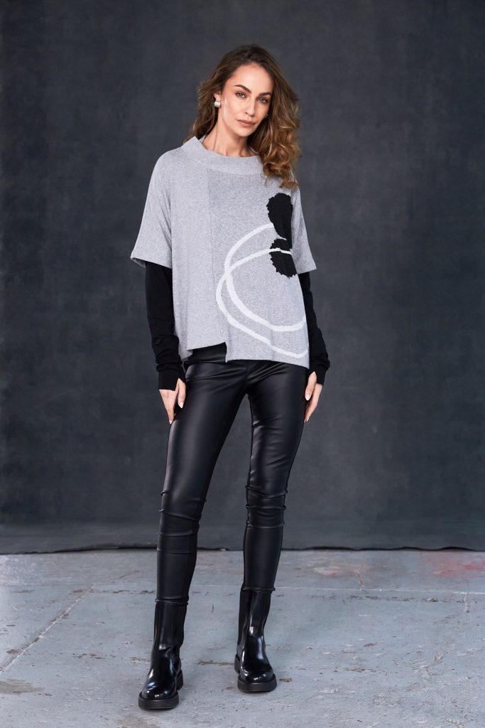 NAYA NAW25167 High neck placement print square top