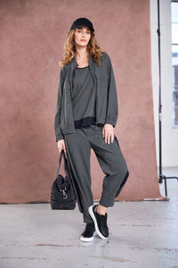 NAYA NAW25120 Slim leg trouser with cuff detail and contrast panel at sideseams