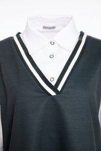 NAYA NAW25180 2 Piece With Overvest Ribbed Detail @ Neck & Cuff