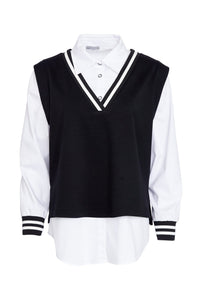 NAYA NAW25180 2 Piece With Overvest Ribbed Detail @ Neck & Cuff